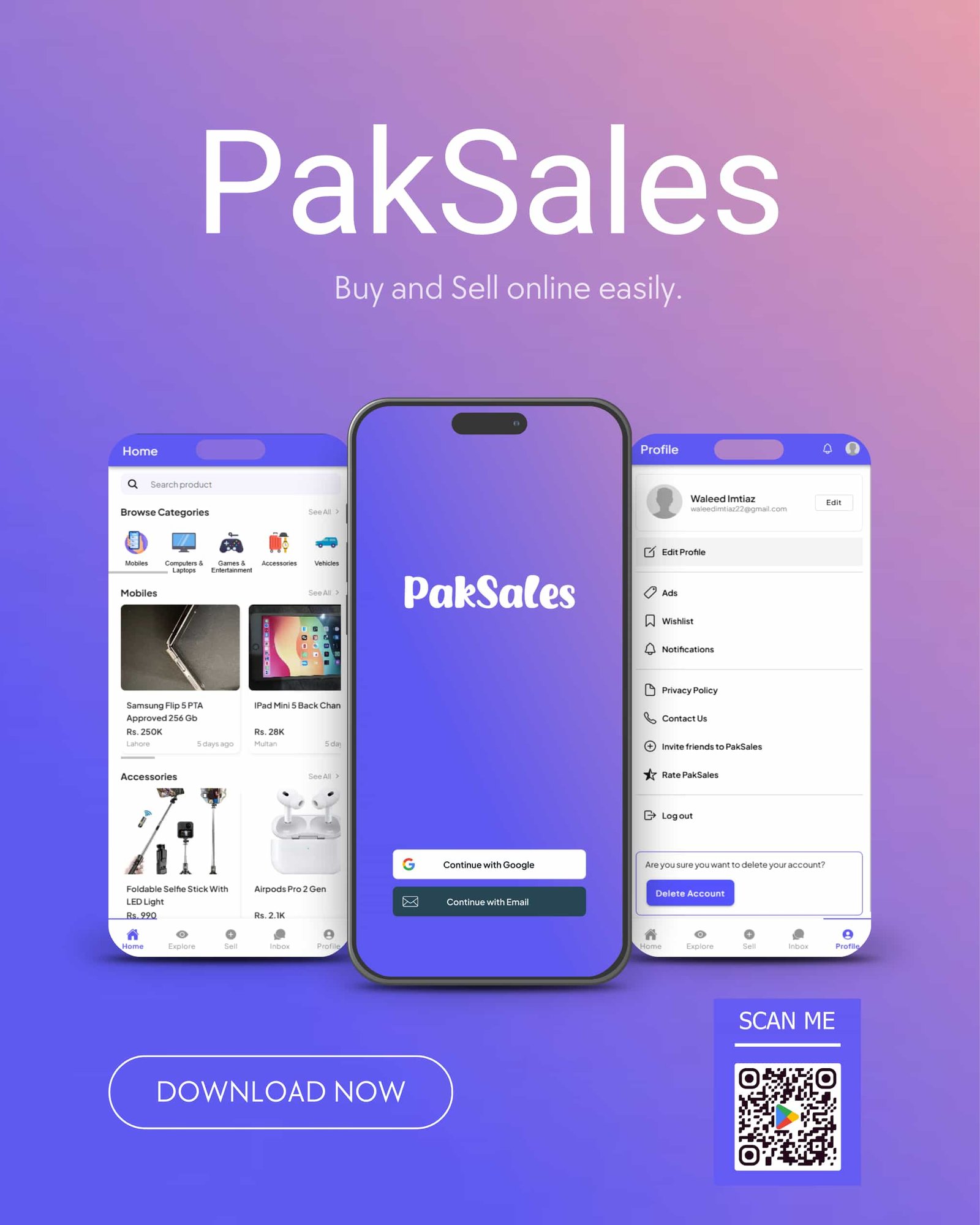 PakSales marketplace app interface
